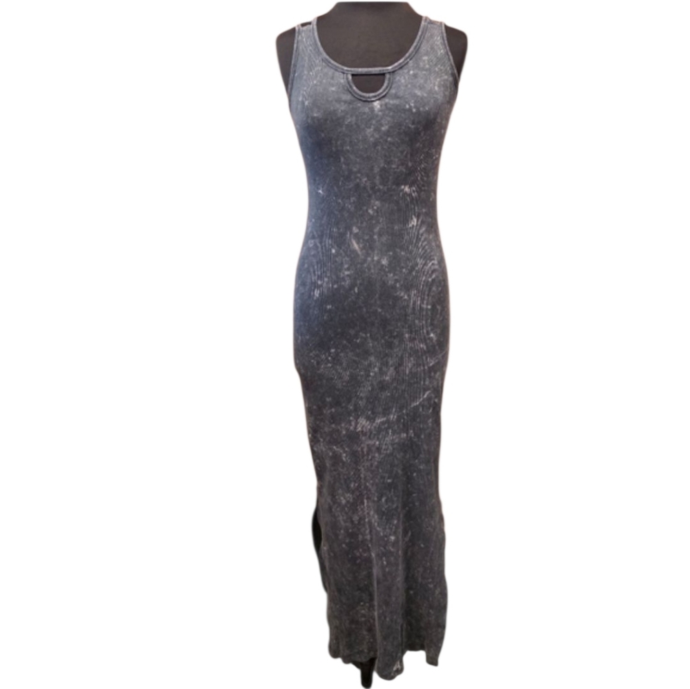 Vintage John John M Y2K Grail Acid Wash Long Dress Gray Sleeveless Maxi Dress